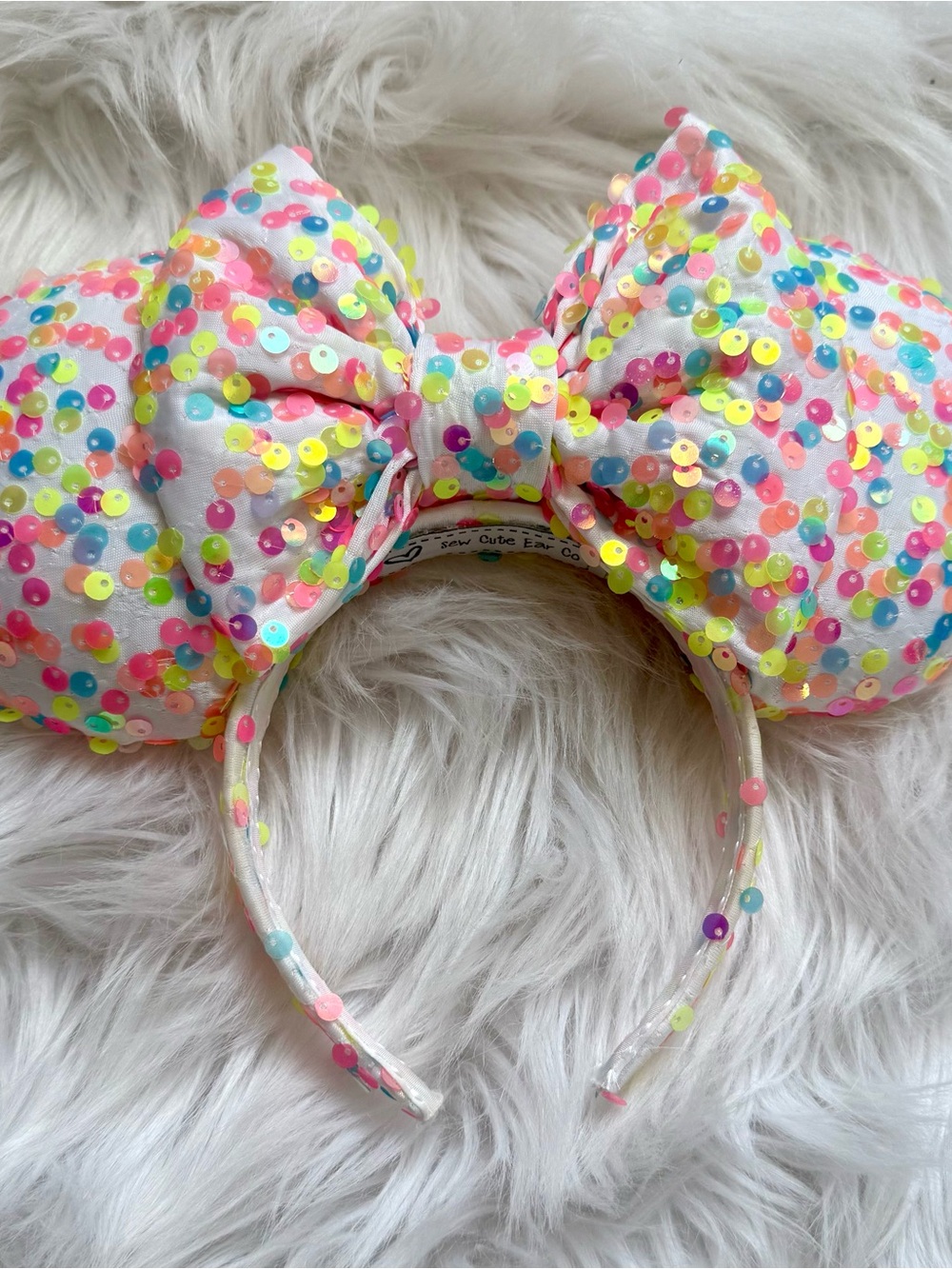 Custom Disney Parks Colorful Confetti Sequins Minnie Mouse Ears Headband